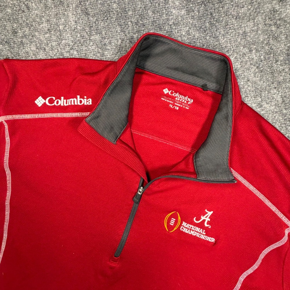 Columbia Golf Mens XL Alabama Crimson 2017 National Championship Red 1/4 Zip 771